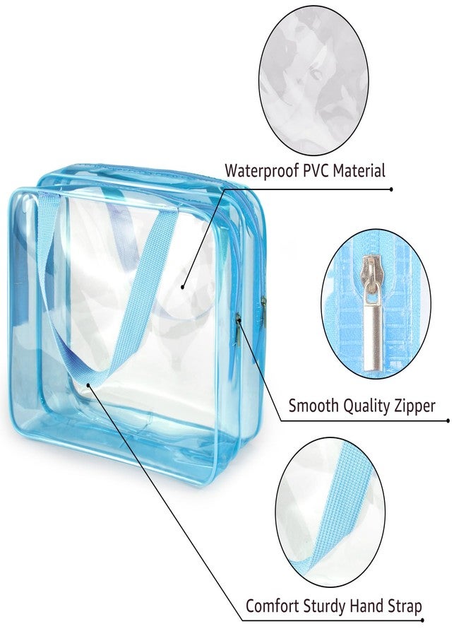 Roybens 2Pcs Crystal Clear PVC Travel Toiletry Bag Kit for Women Men, Waterproof Vinyl Organizer Clear Makeup Bags with Zipper, Cosmetic Bag Pouch Carry on Airport Airline Compliant Bag Handbag (Double Layer) - Image 4